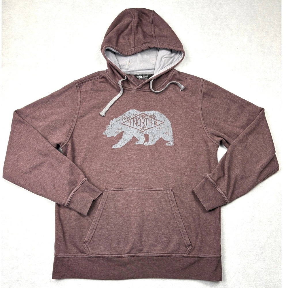 The North Face Mens California Bear Hoodie Maroon Burgundy Pullover Large L